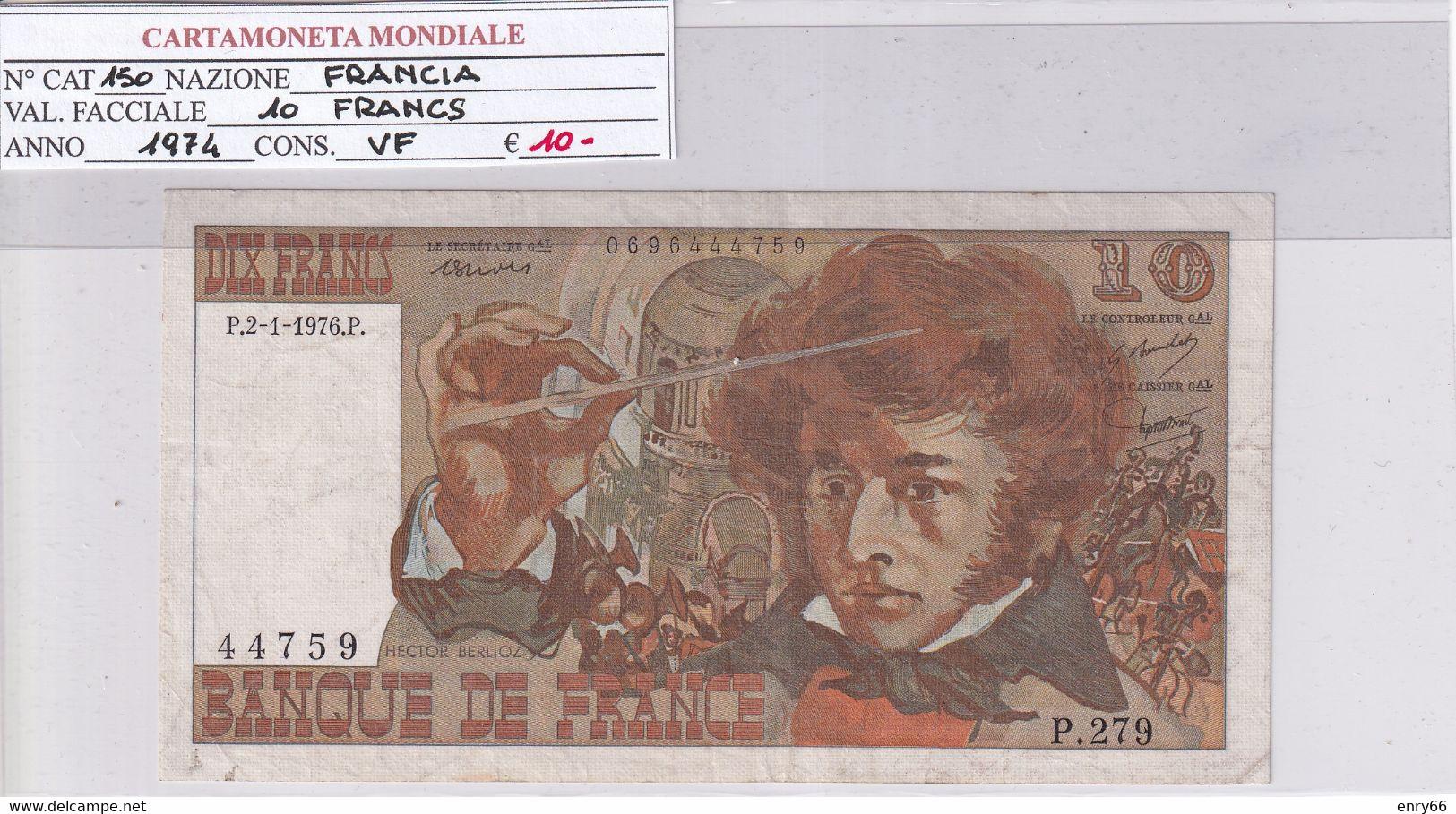 FRANCIA 10 FRANCS 1974 P 150 - 10 F 1972-1978 ''Berlioz''