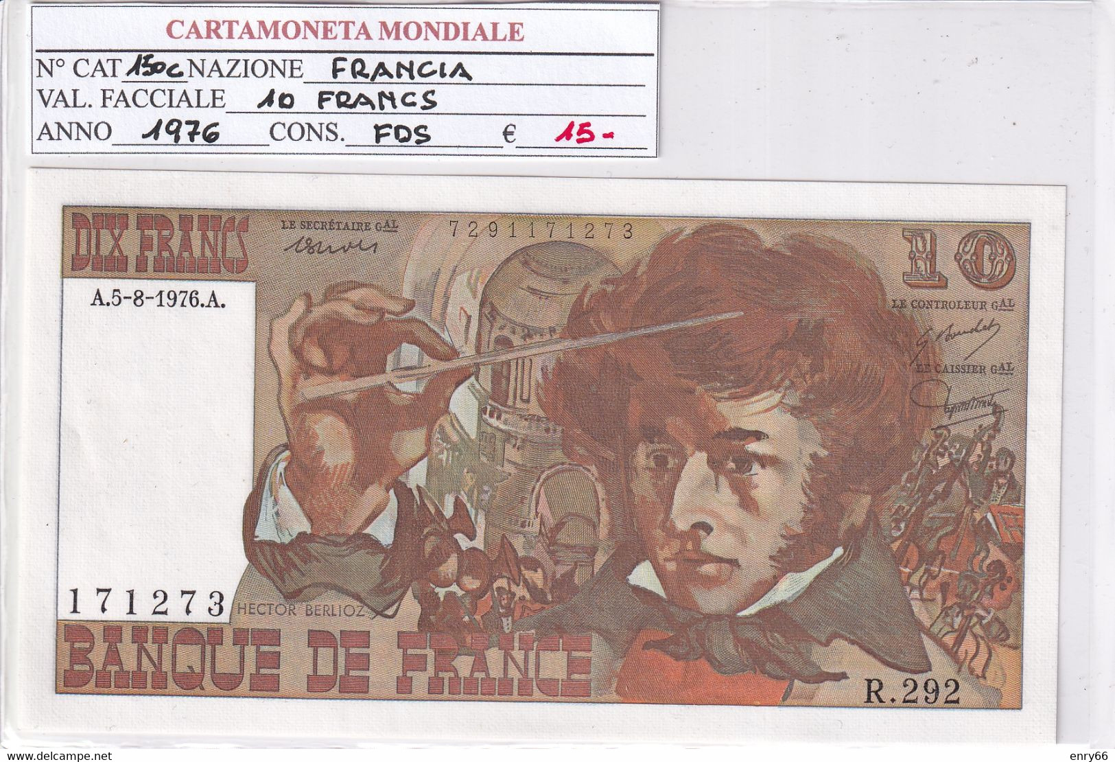 FRANCIA 10 FRANCS 1976 P 150C - 10 F 1972-1978 ''Berlioz''