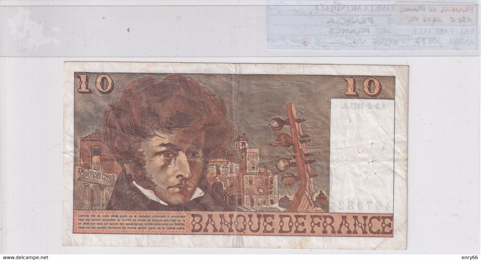 FRANCIA 10 FRANCS 1977 P 150 - 10 F 1972-1978 ''Berlioz''