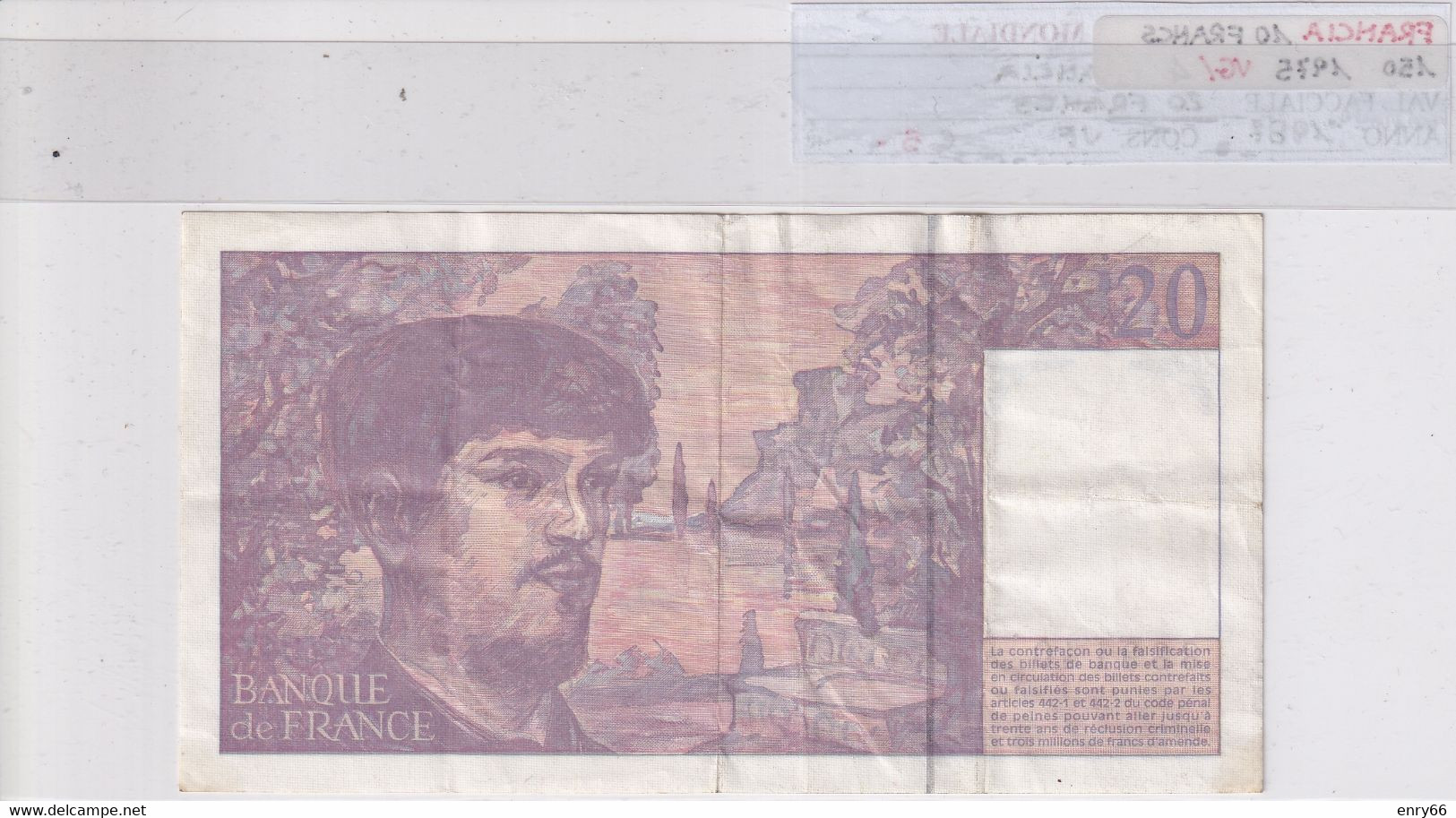 FRANCIA 20 FRANCS 1987 P 151B - 20 F 1980-1997 ''Debussy''