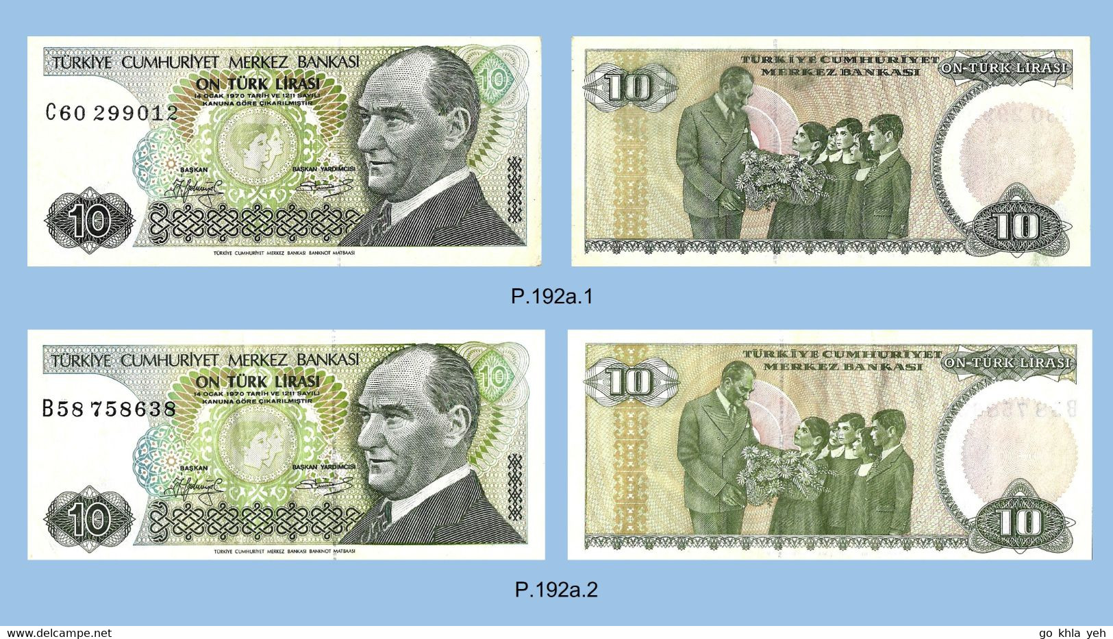 TURQUIE 1979 10 Livre - P.192a.1 - P.192a.2 - Pr. Neuf  AU-UNC - TTB VF - Turquie