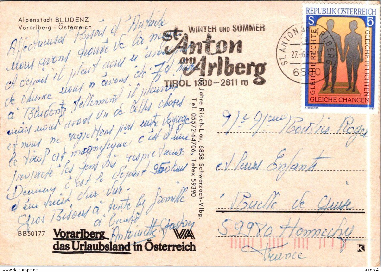 (1 M 41) Austria (posted To France 1987) Bludenz - Bludenz