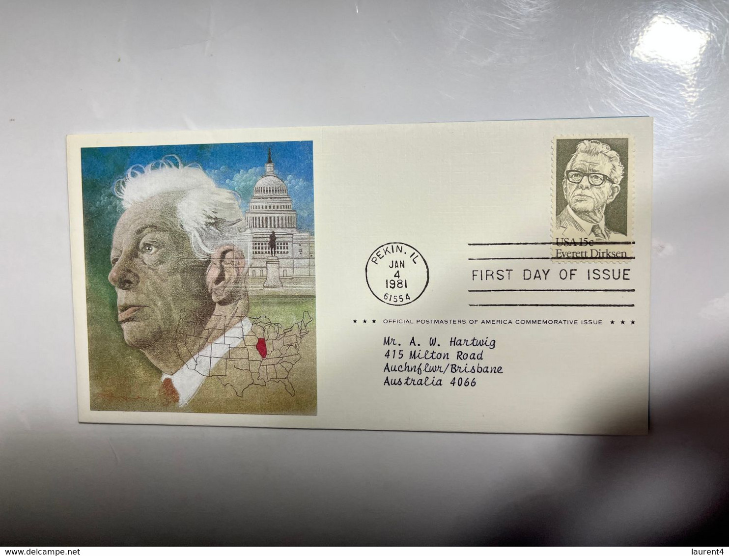 (1 M 42) USA FDC Covers (with Insert) - Everett M. Dirksen (1 Cover) 1981 - 1981-1990