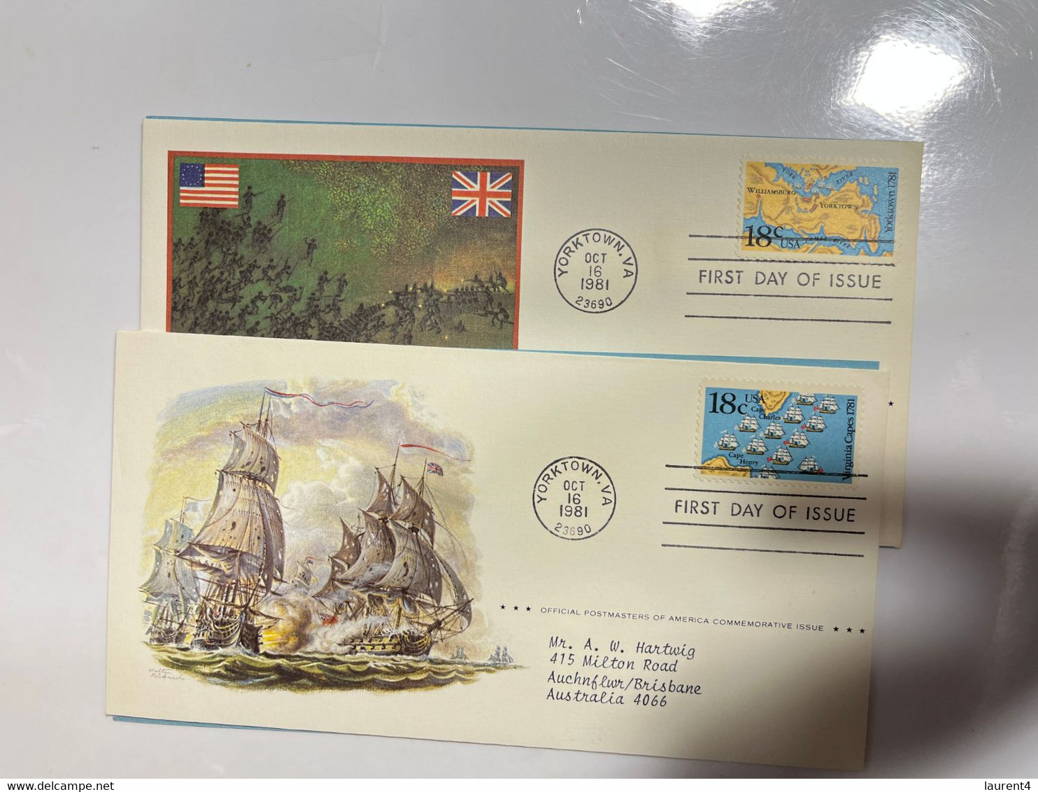 (1 M 42) USA FDC Covers (with Insert) - Battles Of Virginia Capes & Yorktown (2 Covers) 1981 - 1981-1990