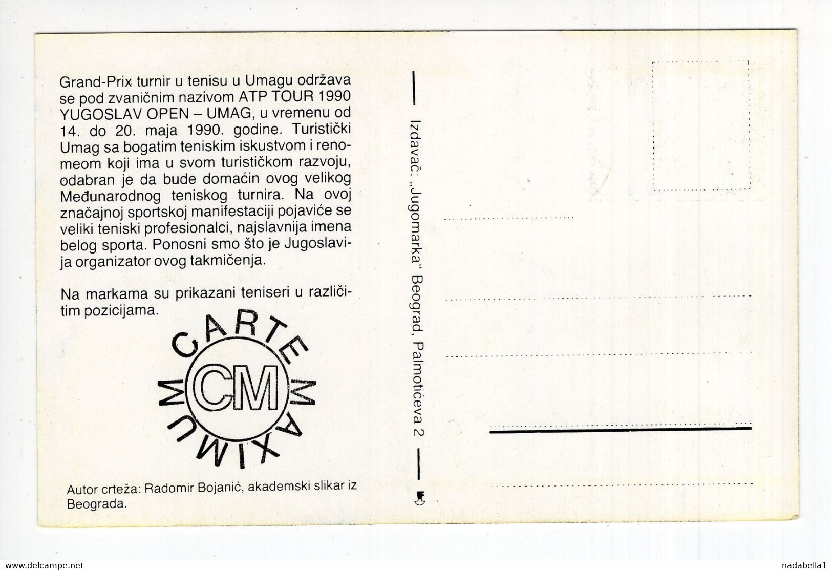 1990. YUGOSLAVIA,BELGRADE,MAXIMUM CARD,UMAG,ATP TOUR 1990 YUGOSLAV OPEN-UMAG - Cartes-maximum