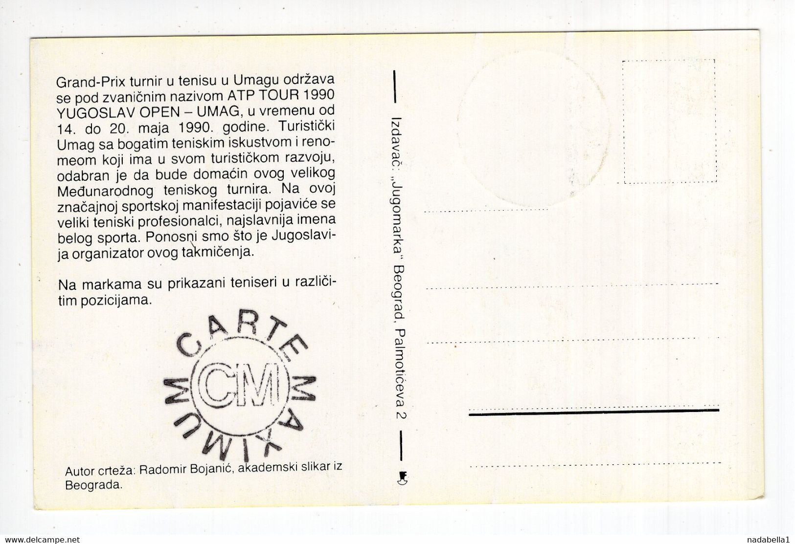 1990. YUGOSLAVIA,BELGRADE,MAXIMUM CARD,UMAG,ATP TOUR 1990 YUGOSLAV OPEN-UMAG - Cartes-maximum