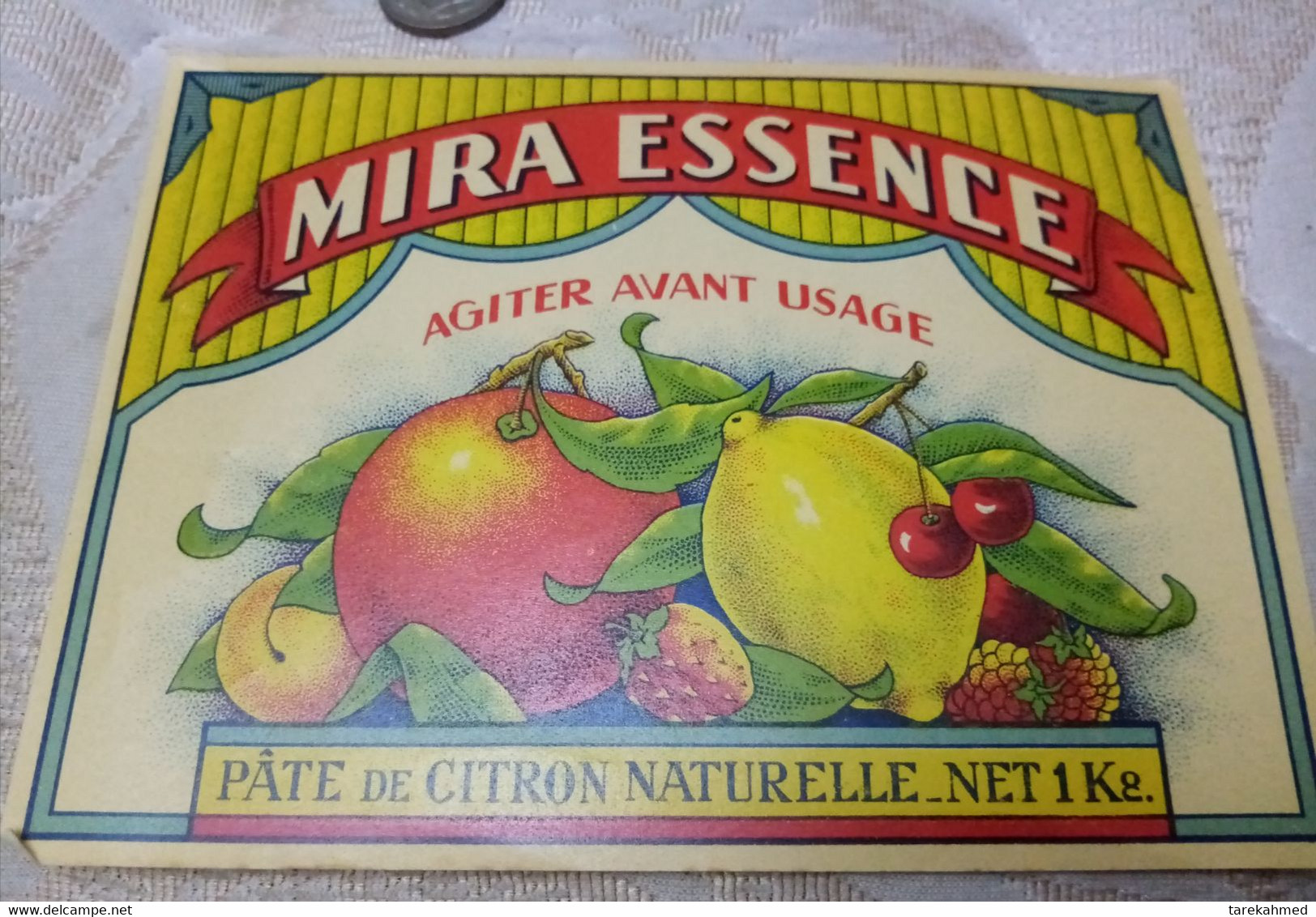 Kingdom Of Egypt , Vintage Label Of Pate De Citron ( Mira Essence) , 1 Kg , Lablfil - Fruit En Groenten