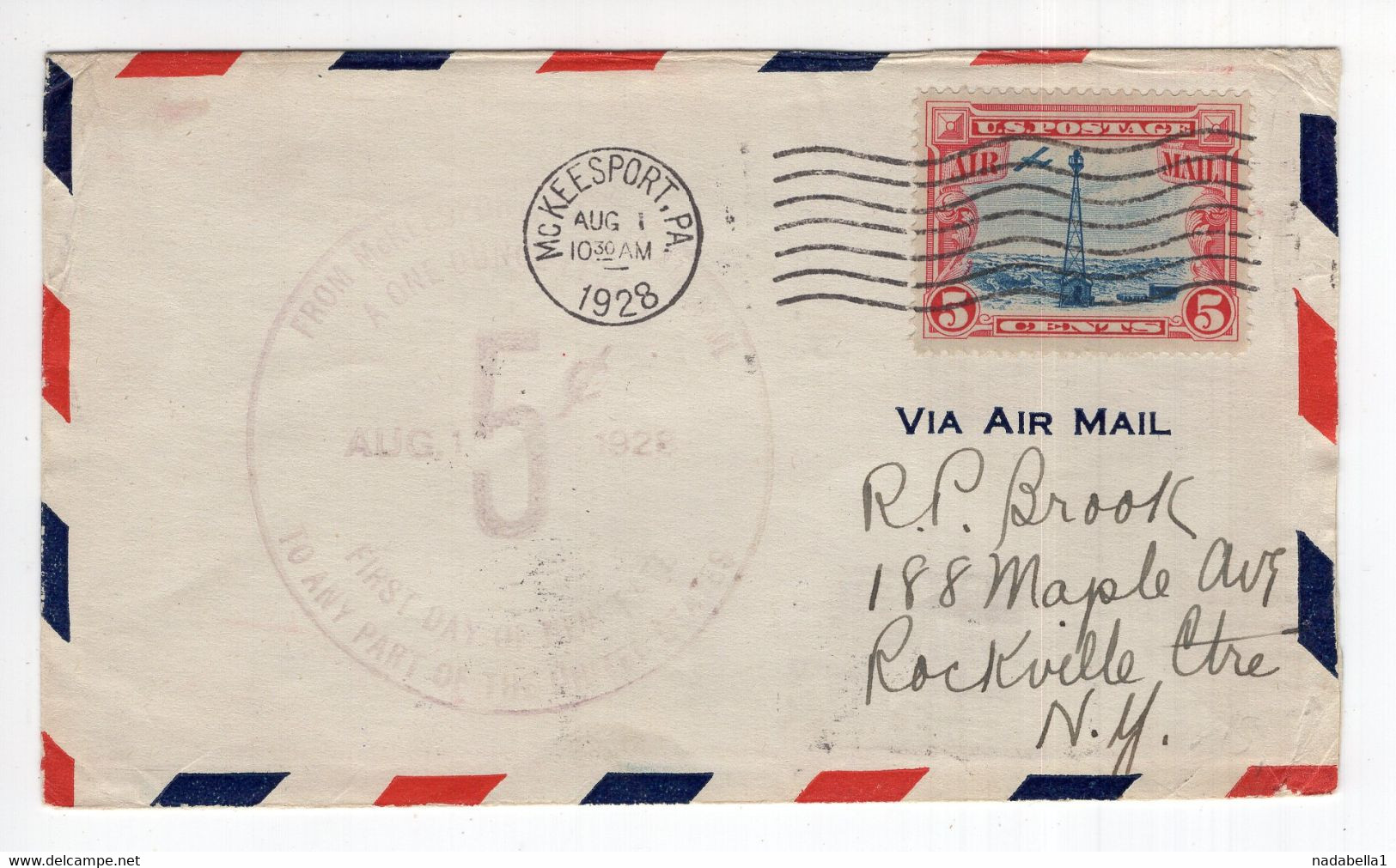 1928. FDC,UNITED STATES,MCKEESPORT TO NEW YORK - 1851-1940