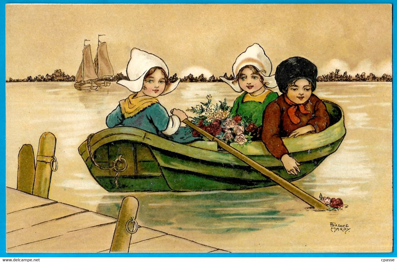 CPA Illustrateur FLORENCE HARDY - Petits Hollandais : Dans La Barque ** Enfants - Hardy, Florence