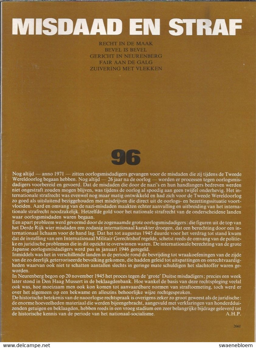 NL. BERICHT UIT DE TWEEDE WERELDOORLOG Nr 96. MISDAAD EN STRAF Met O.a. GERICHT OP NEURENBERG. BEVEL IS BEVEL - Otros & Sin Clasificación