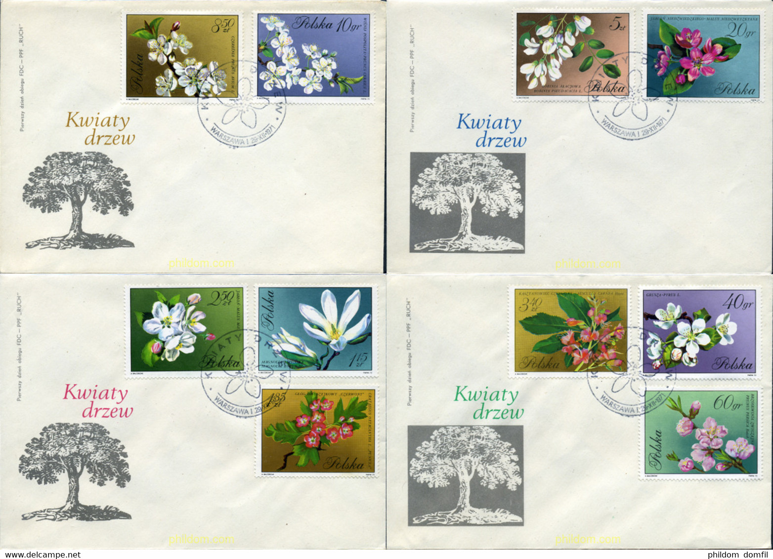 285299 MNH POLONIA 1971 FLORES DE ARBOLES Y ARBUSTOS - Non Classificati