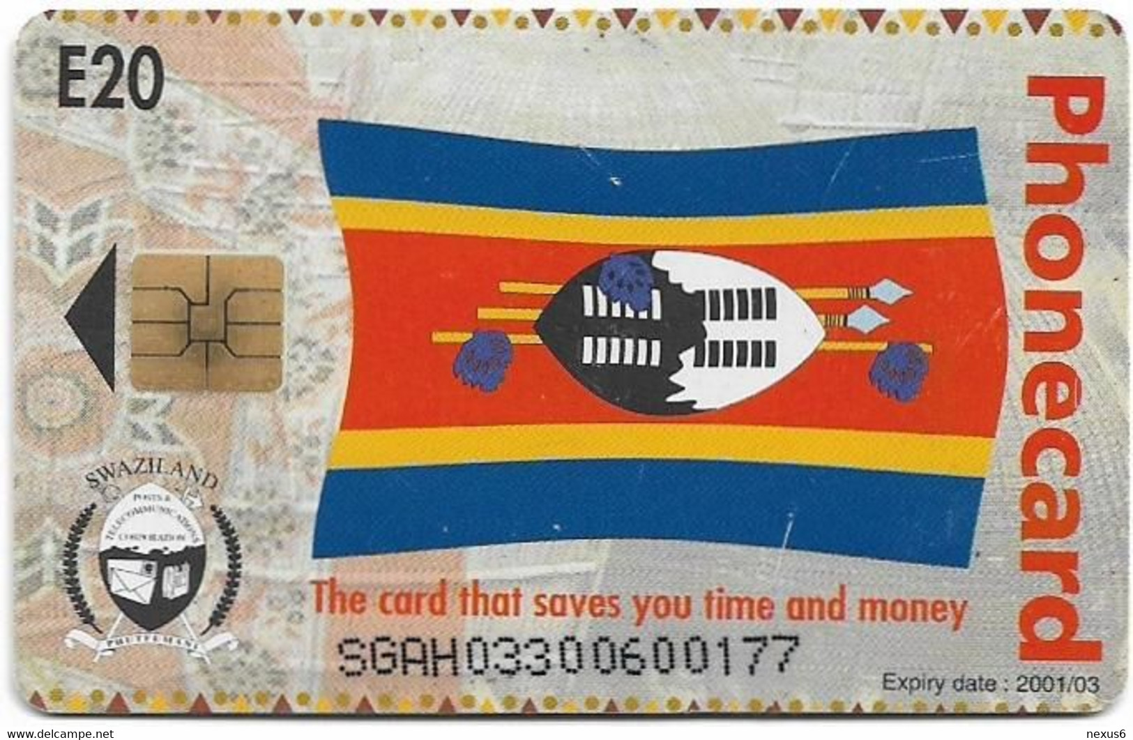 Swaziland - Swazitelecom - Cultural Village, Chip Solaic 03, Exp.03.2001, 20E, Used - Swasiland