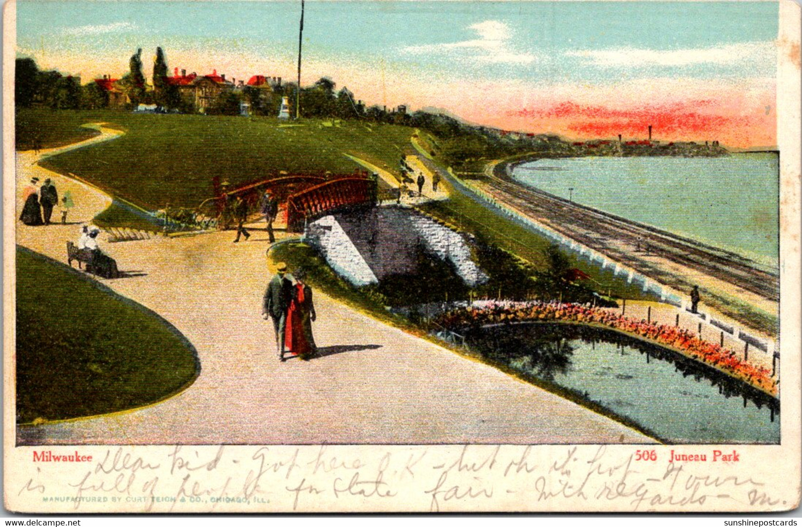 Wisconsin Milwaukee Scene In Junea Park 1906 Curteich - Milwaukee