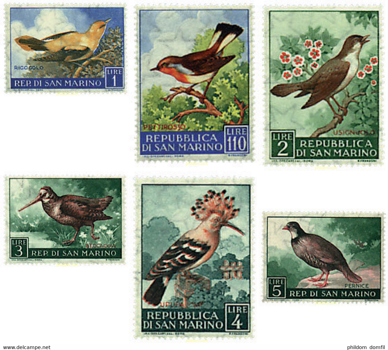 252091 HINGED SAN MARINO 1960 AVES - Gebraucht