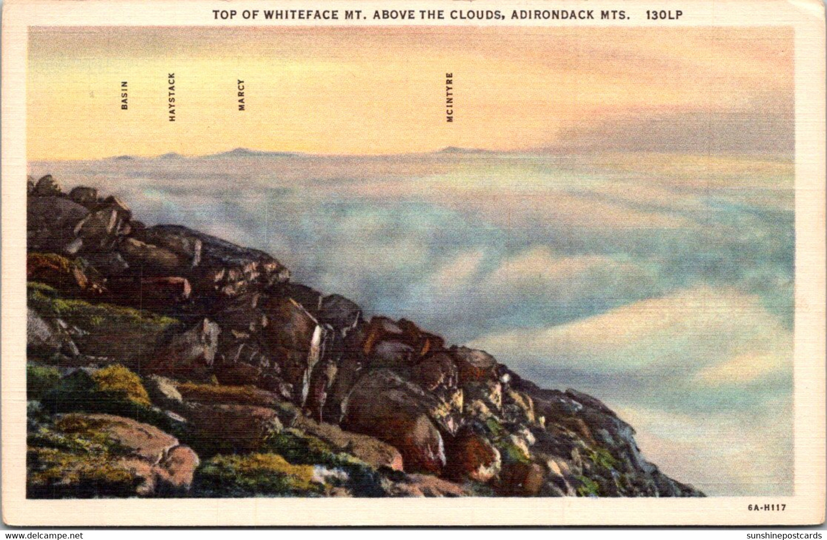 New York Adirondacks Top Of Whiteface Mountain Above The Clouds Curteich - Adirondack