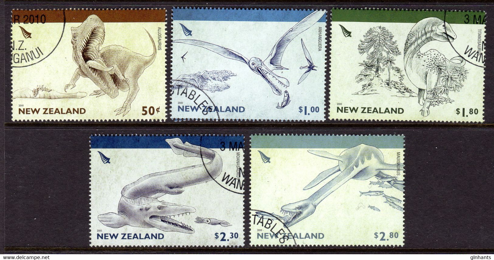 NEW ZEALAND - 2010 PREHISTORIC ANIMALS SET (5V) FINE USED CTO SG 3193-3197 - Gebraucht