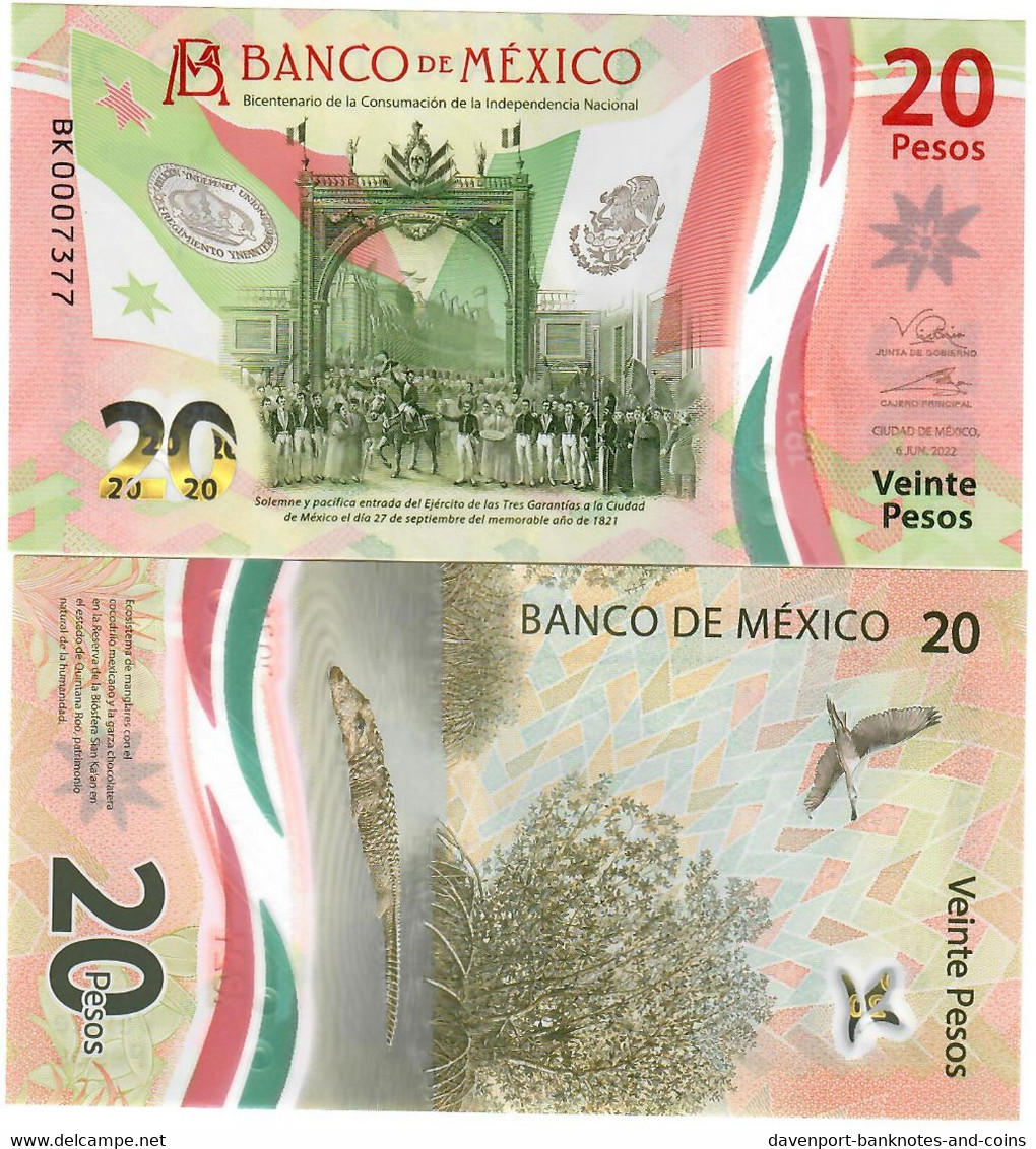 Mexico 20 Pesos 2022 UNC LOW Number - Mexico