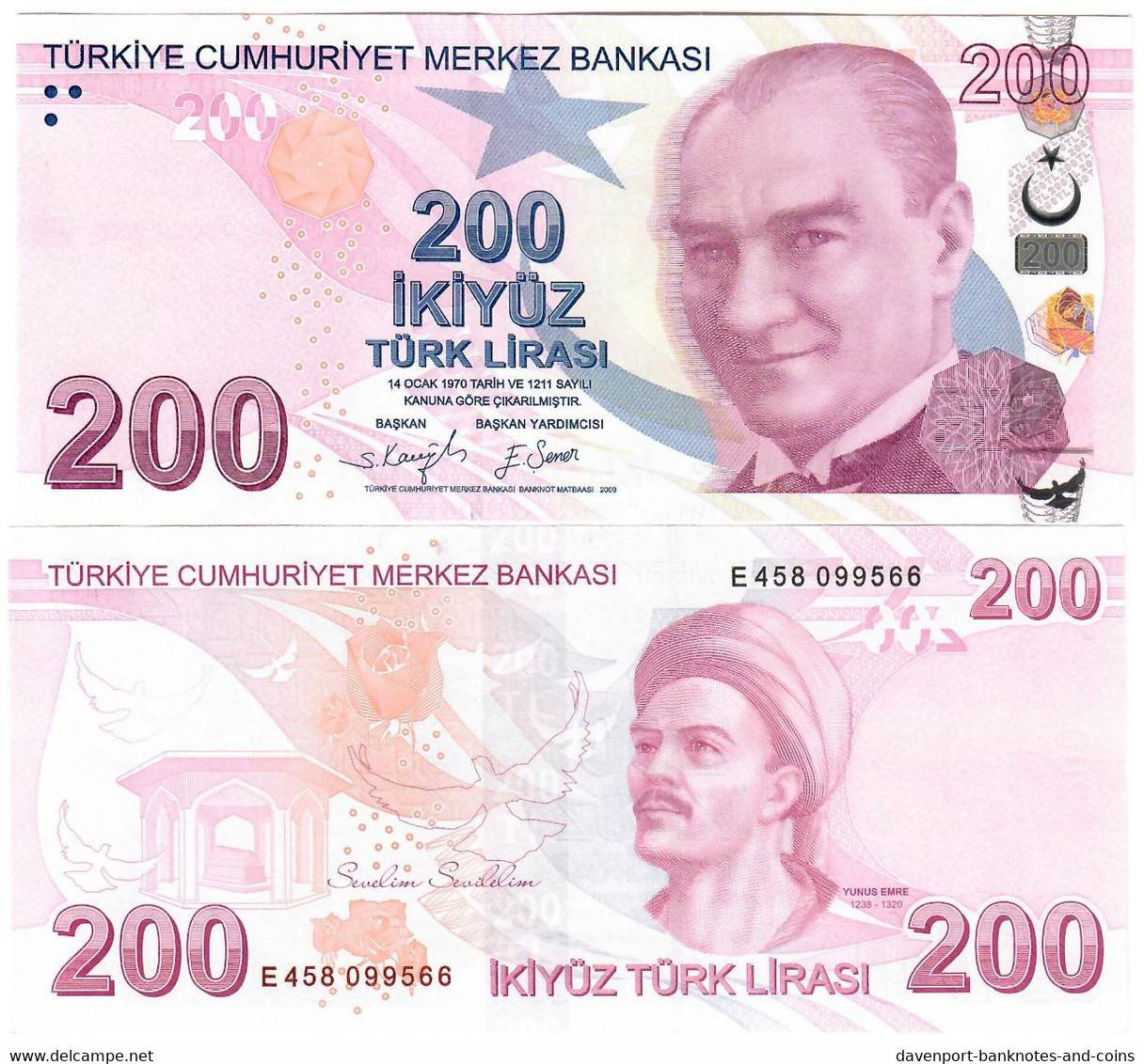 Turkey 200 Lira 2009 (2021) AUNC "Kavcioglu/Sener" - Turquie