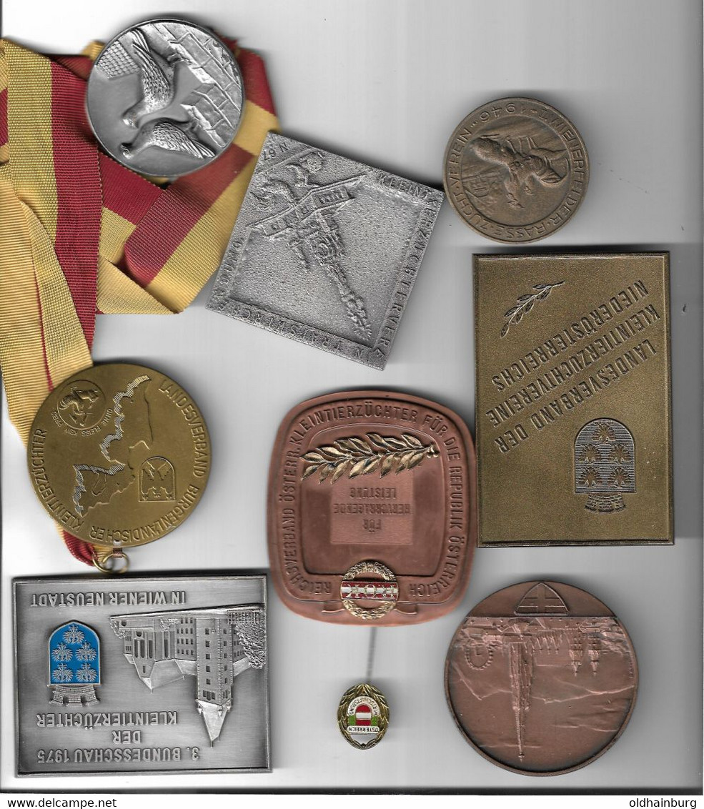 1390z: Österreich 1970- 1980 Diverse Tauben- & Geflügelzucht- Ehrenmedaillen Eines Ausstellers - Monete Allungate (penny Souvenirs)