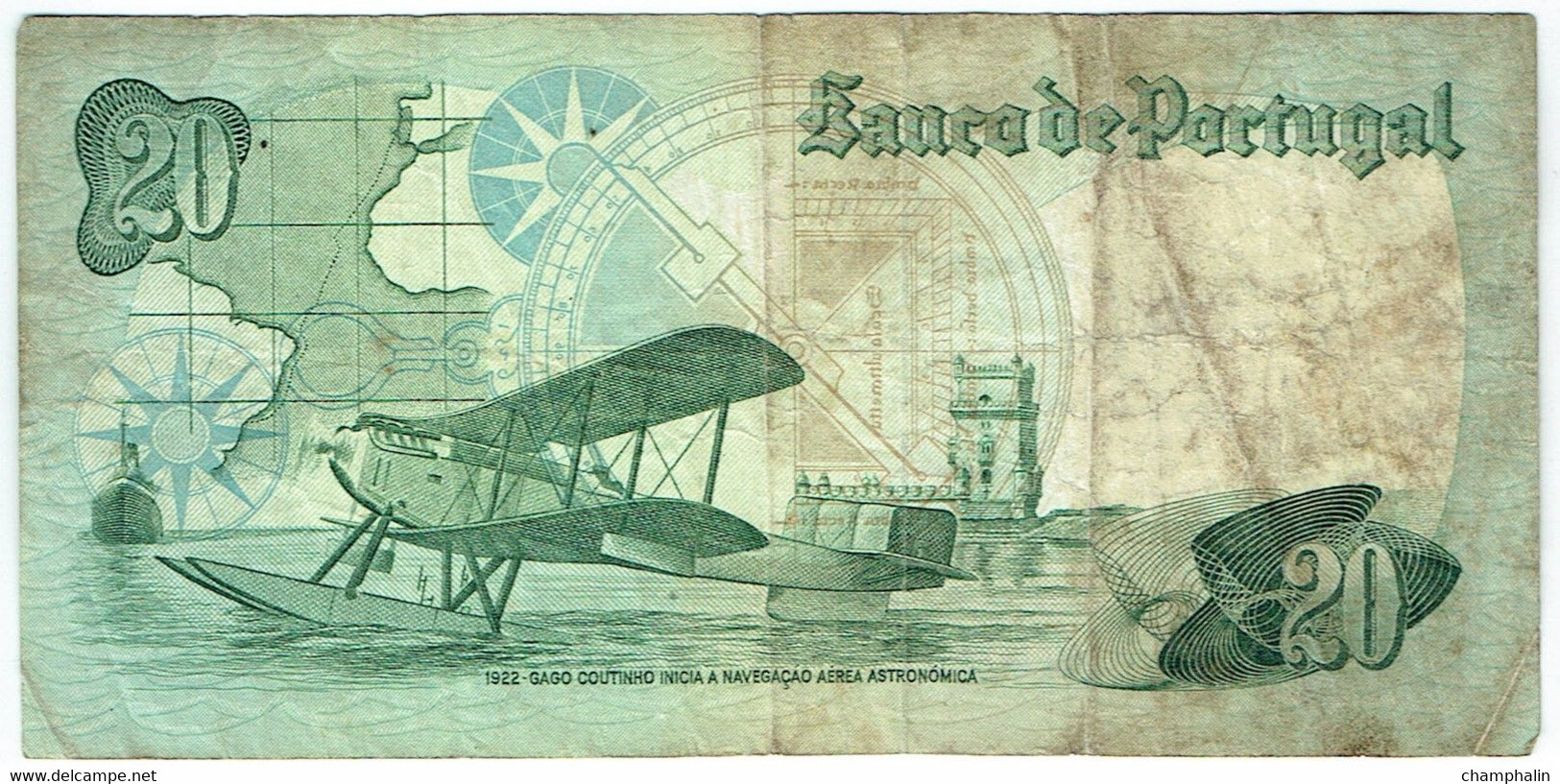 Portugal - Billet De 20 Escudos - Gago Coutinho - 4 Octobre 1978 - P176b - Portugal