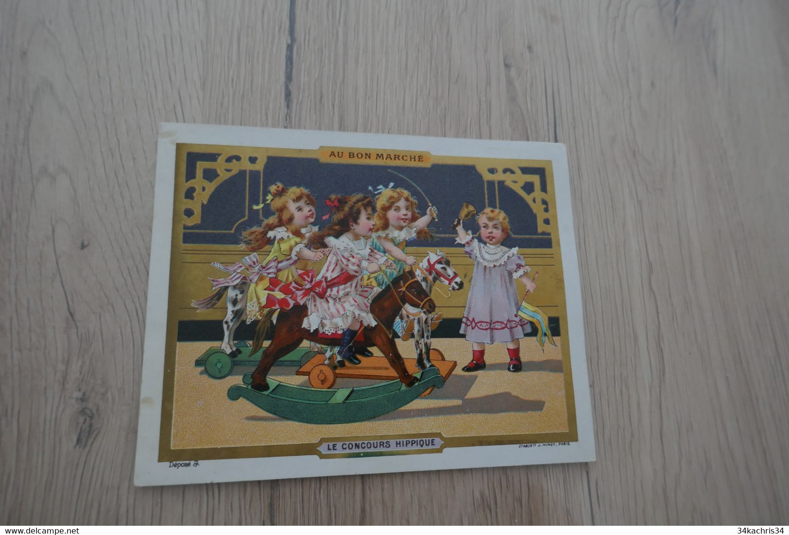 Grand Chromo Ancien Au Bon Marché Enfant Litho Jeux Anciens Le Cake Walk Danse - Au Bon Marché