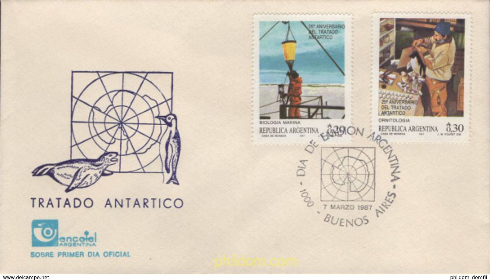 398651 MNH ARGENTINA 1987 25 ANIVERSARIO DEL TRATADO DE LA ANTARTIDA - Usati