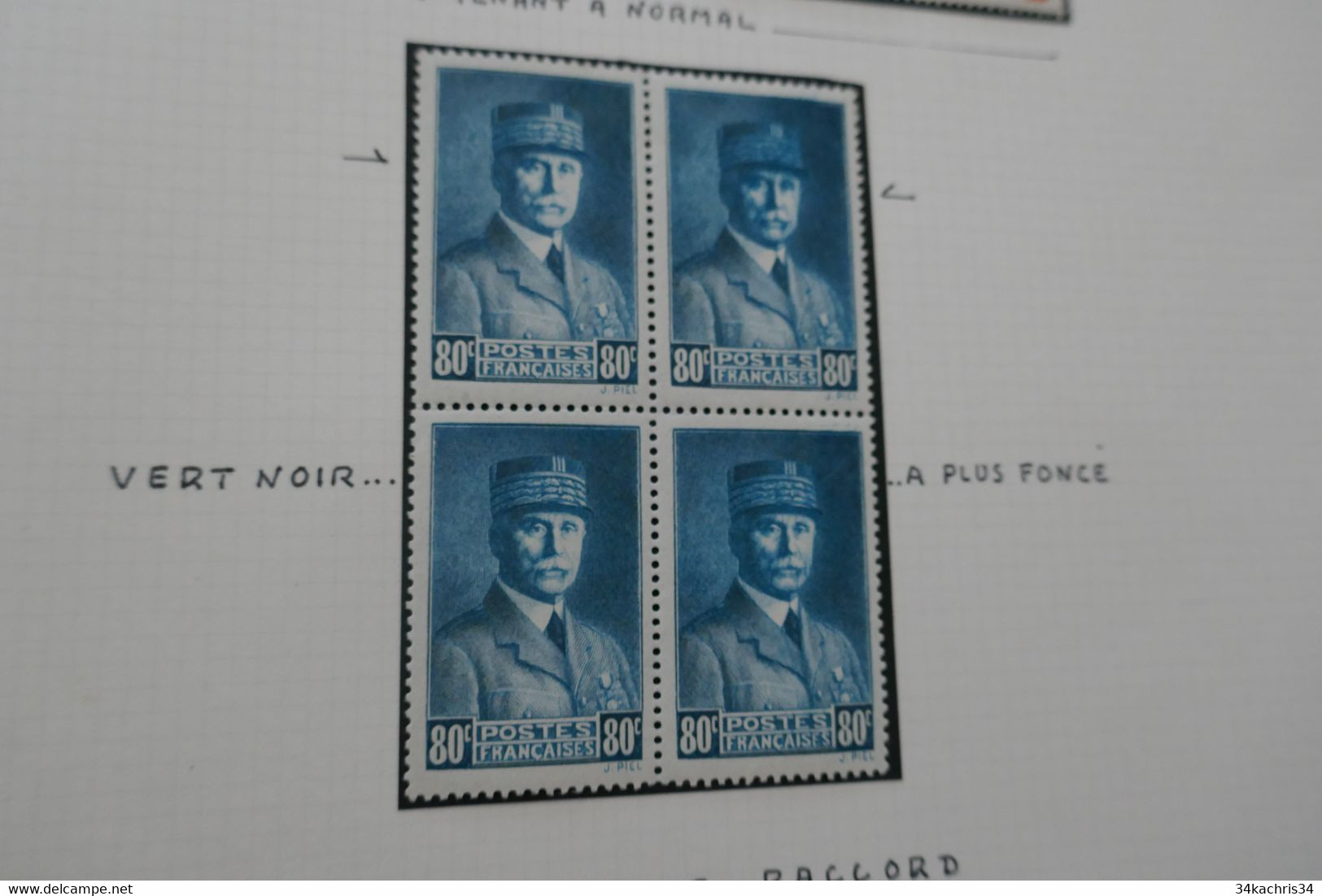 France Variété Charnière TP Pétain Ave Variétés Différentes Impression Défectueuses... 4 TP 2 Paires 1 Bloc De 4 - Unused Stamps
