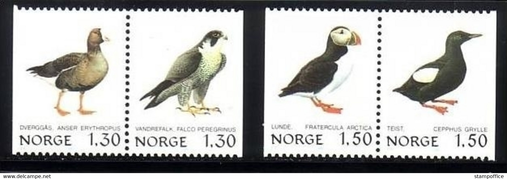 NORWEGEN MI-NR. 827-830 POSTFRISCH(MINT) VÖGEL ZWERGGANS WANDERFALKE PAPAGEITAUCHER GRYLLTEISTE - Collections, Lots & Series