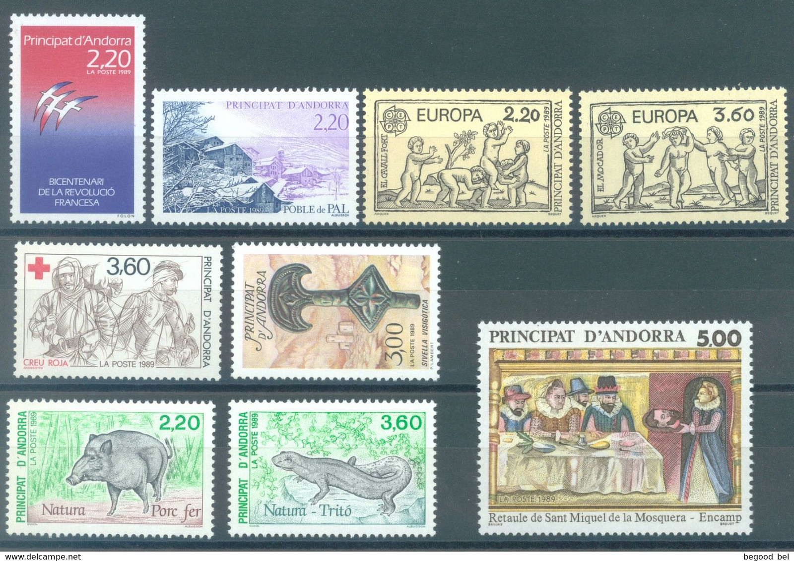 ANDORRE - MNH/** - 1989 - YEAR COMPLETE  - Yv 376-384 -  Lot 25359 - Années Complètes