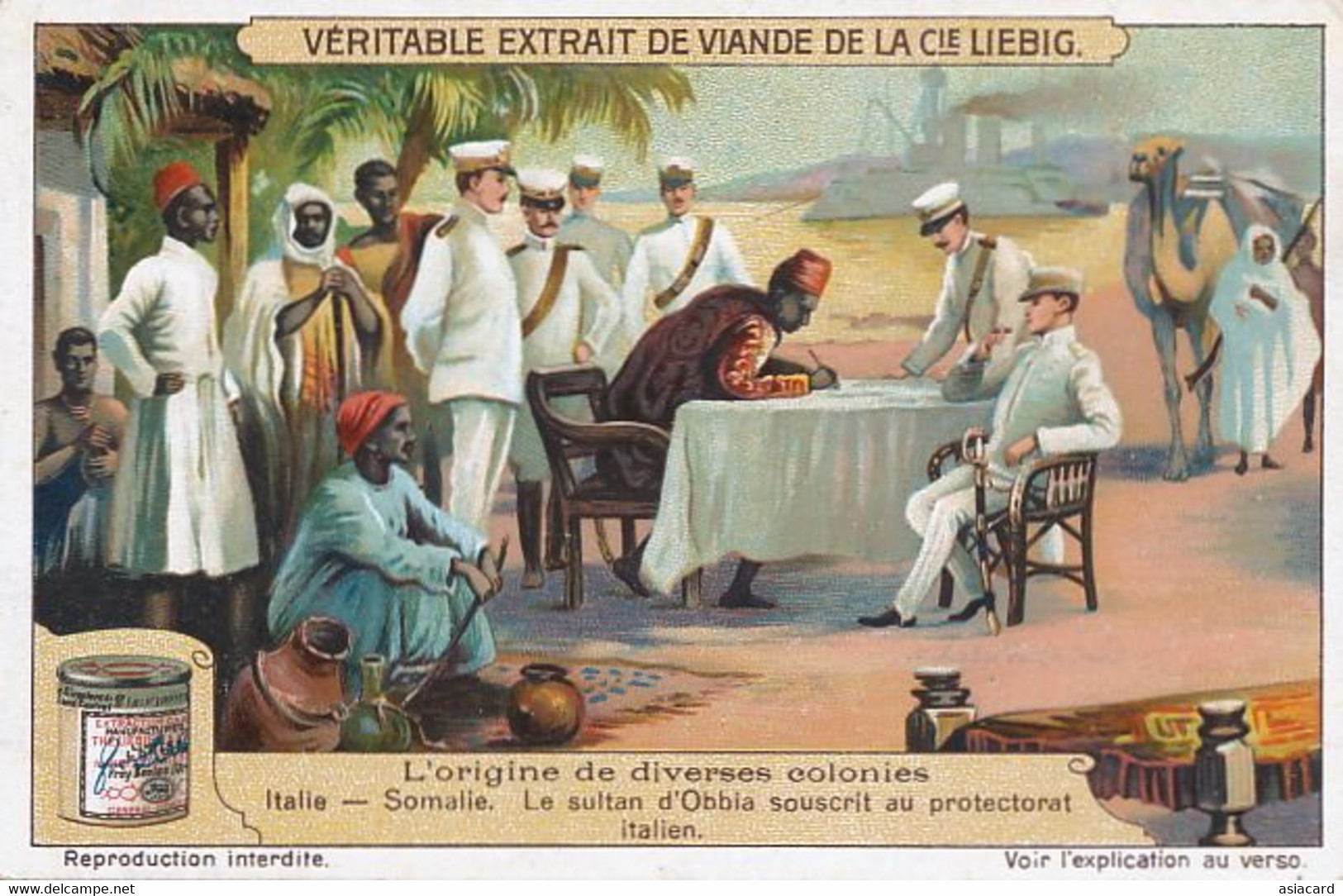 Chromo Litho Colonisation Of Somalia By Italians Sultan Of Obbia Signing Protectorate - Somalia