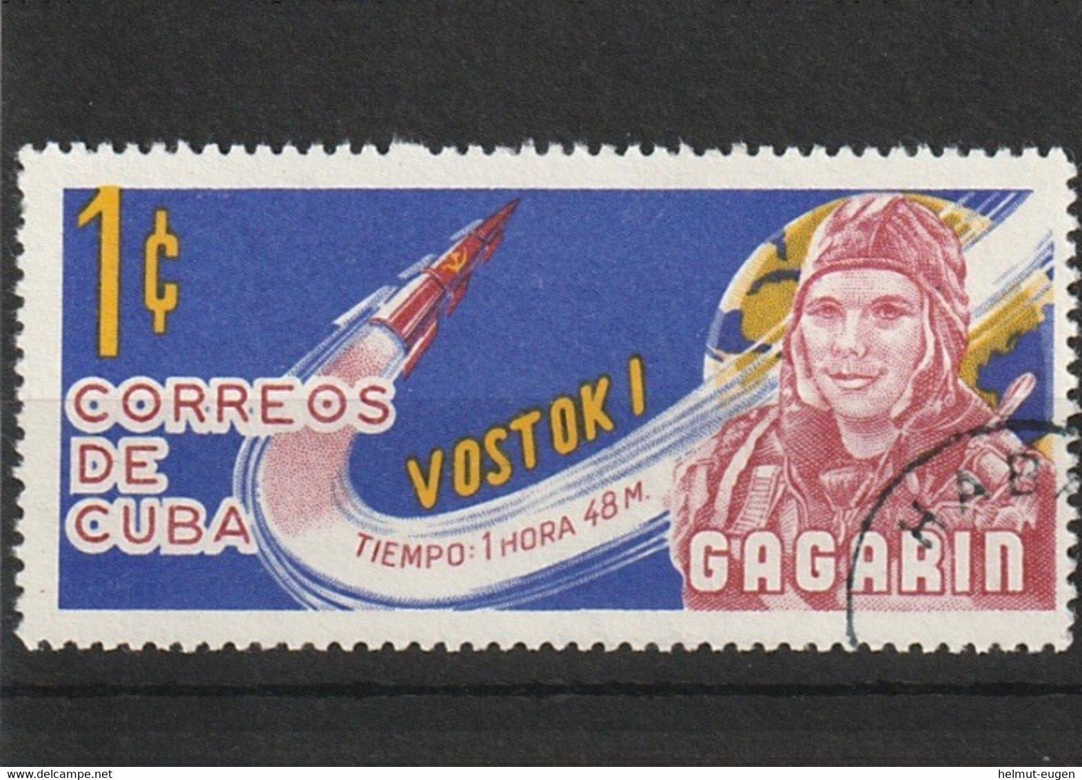 MiNr. 835 Kuba (Republik) 1963, 26. Febr. Kosmonauten (I). Odr.; Wz. 4; Gez. L 12.  Satz, Ausgabedatum: 26.2.1963 - Oblitérés
