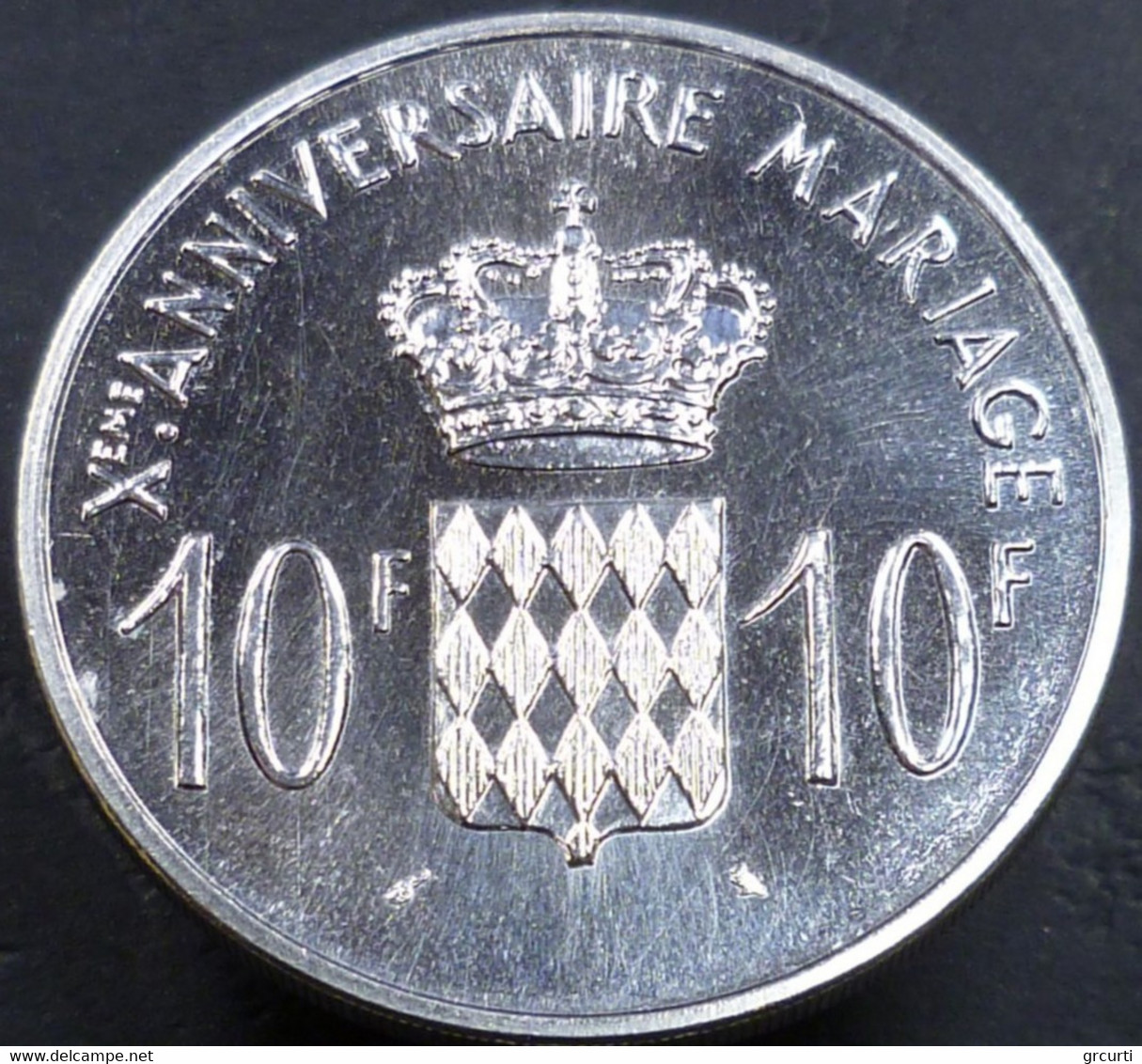 Monaco - 10 Francs 1966 -10° Anniversario Del Matrimonio Del Principe Ranieri III Con Grace Kelly - X# M1 - 1960-2001 Nouveaux Francs