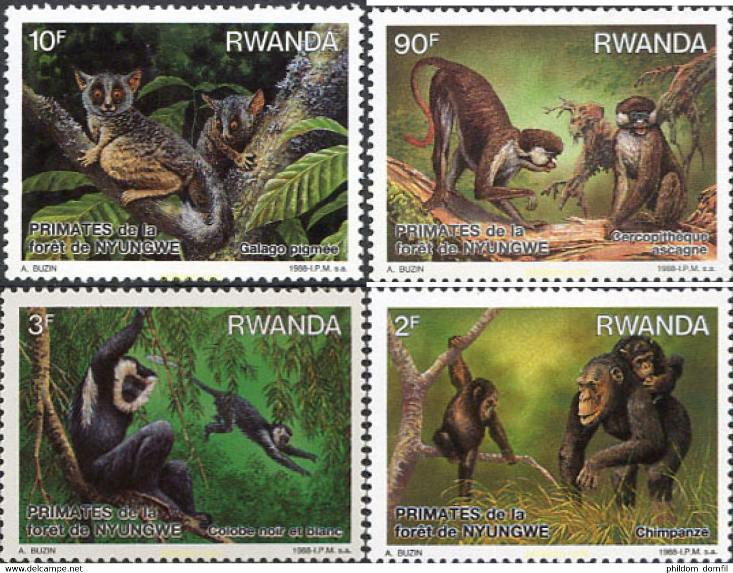 50079 MNH RUANDA 1988 MAMIFEROS - 1980-1989