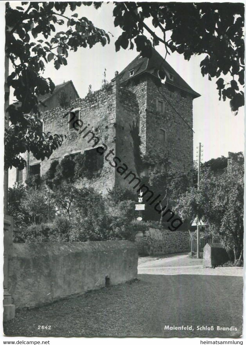 Maienfeld - Schloss Brandis - Foto-AK Grossformat - Verlag A. Schiess Maienfeld - Rückseite Beschrieben 1966 - Maienfeld