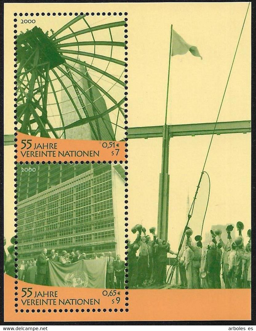 NACIONES UNIDAS - VIENA - LV ANIVERSARIO DE LA ONU - AÑO 2000 - CATALOGO YVERT Nº 0012 -  HOJA - NUEVOS - Blocks & Kleinbögen