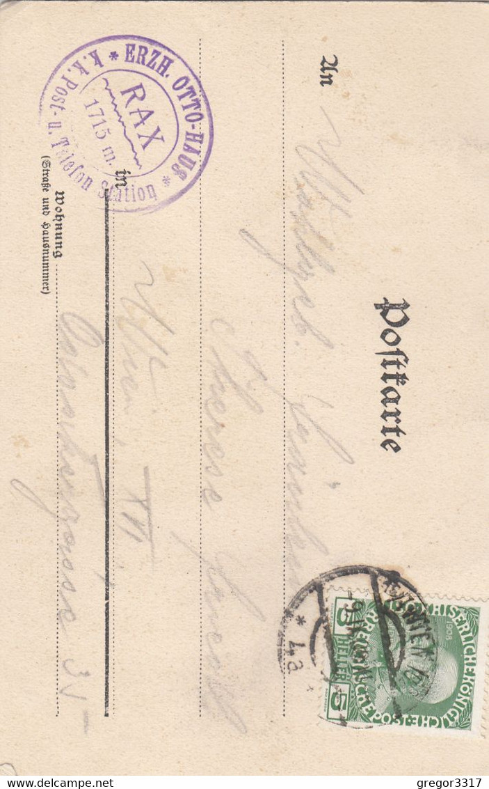 B9917) RAX - Ausstieg Vom PREINTHALERSTEIG - RAXALPE - Alt 1! 1906 - Raxgebiet