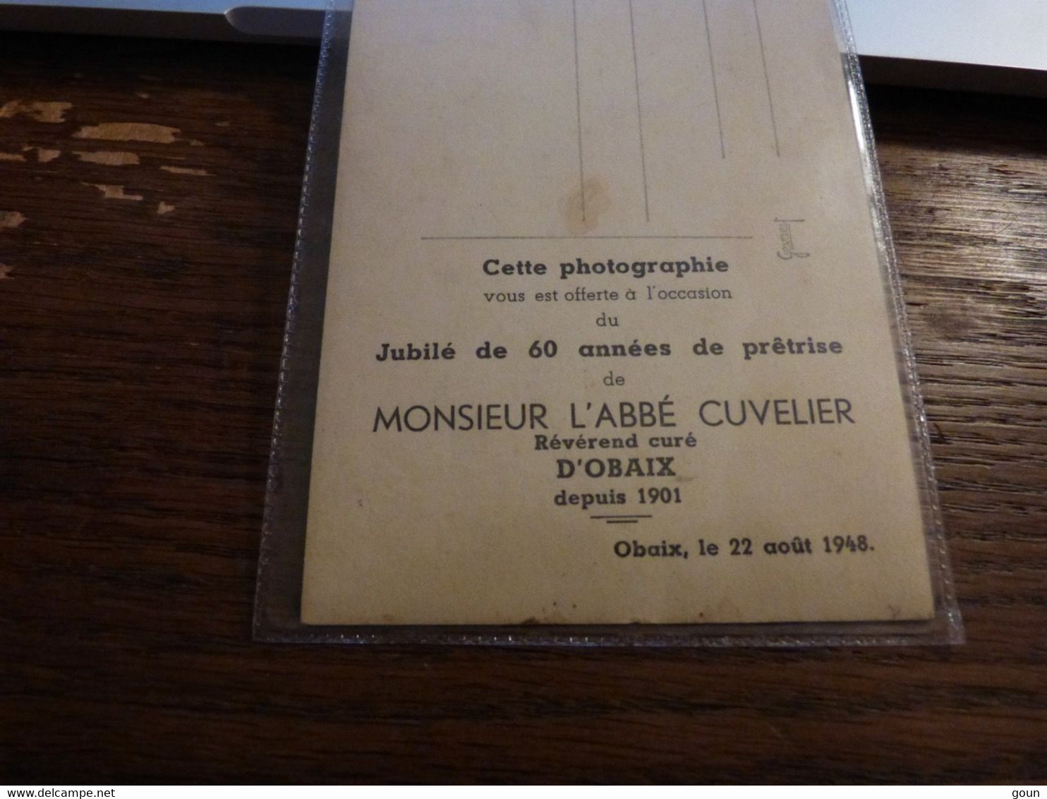 Cpa Jubilé Abbé Cuvelier Curé Obaix - 1948 - Pont-à-Celles