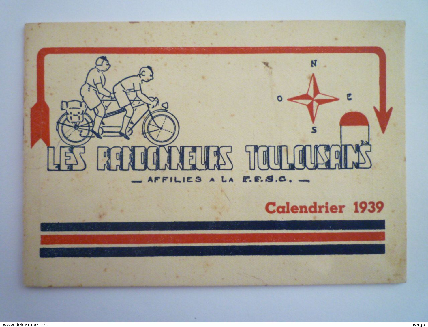 2022 - 4157  LES RANDONNEURS  TOULOUSAINS  Calendrier  1939  (20 Pages)   XXX - Non Classés