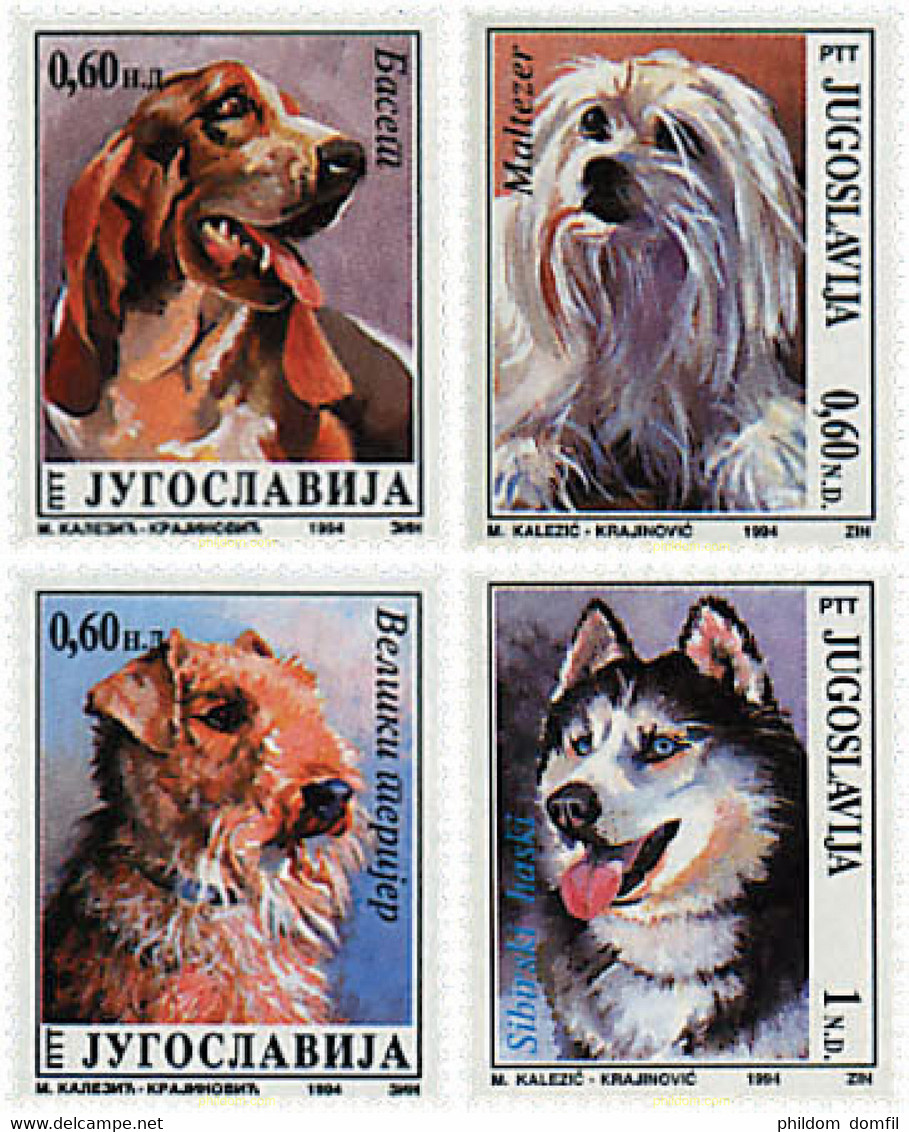 67340 MNH YUGOSLAVIA 1994 PERROS DE RAZA - Used Stamps