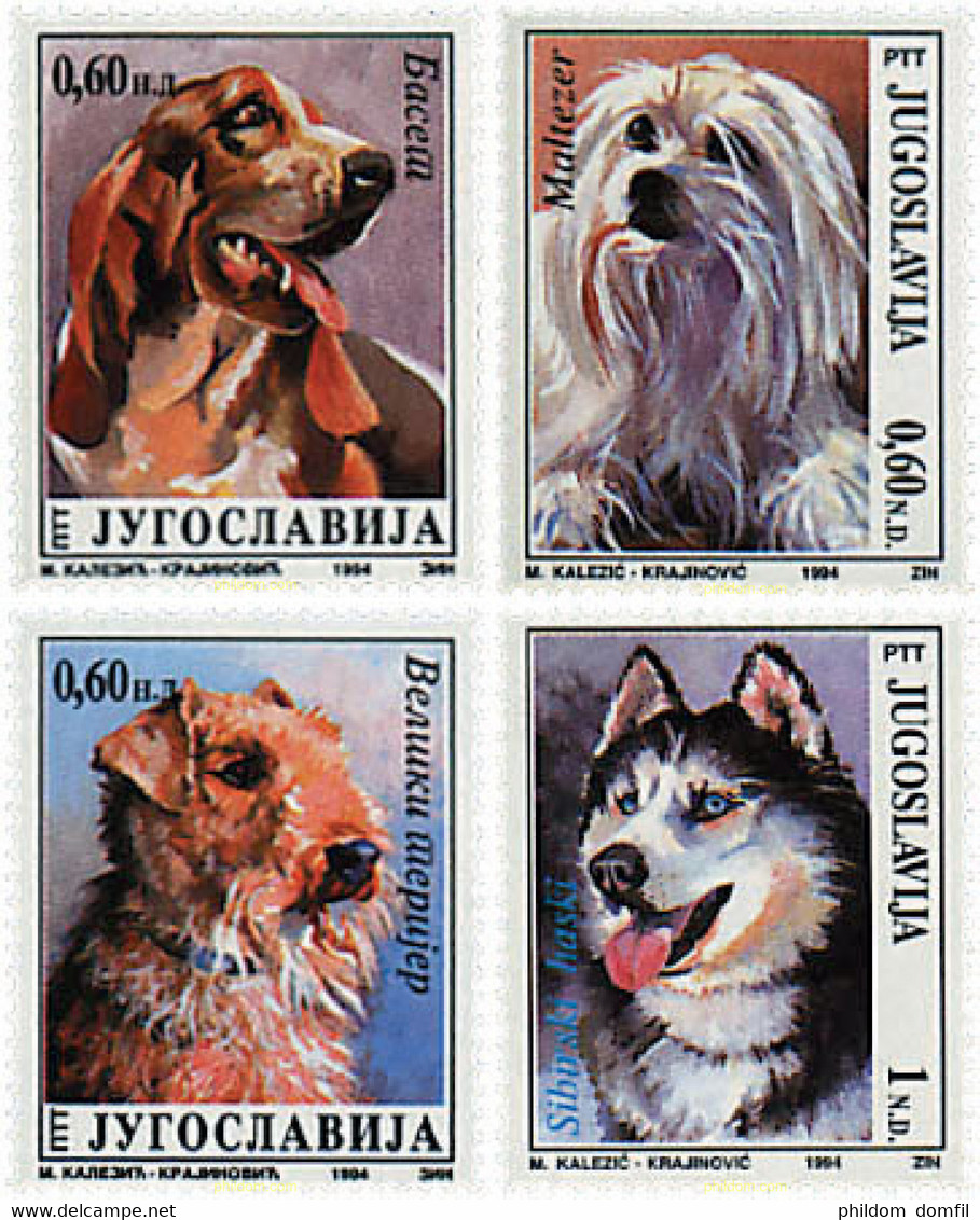 67340 MNH YUGOSLAVIA 1994 PERROS DE RAZA - Usados