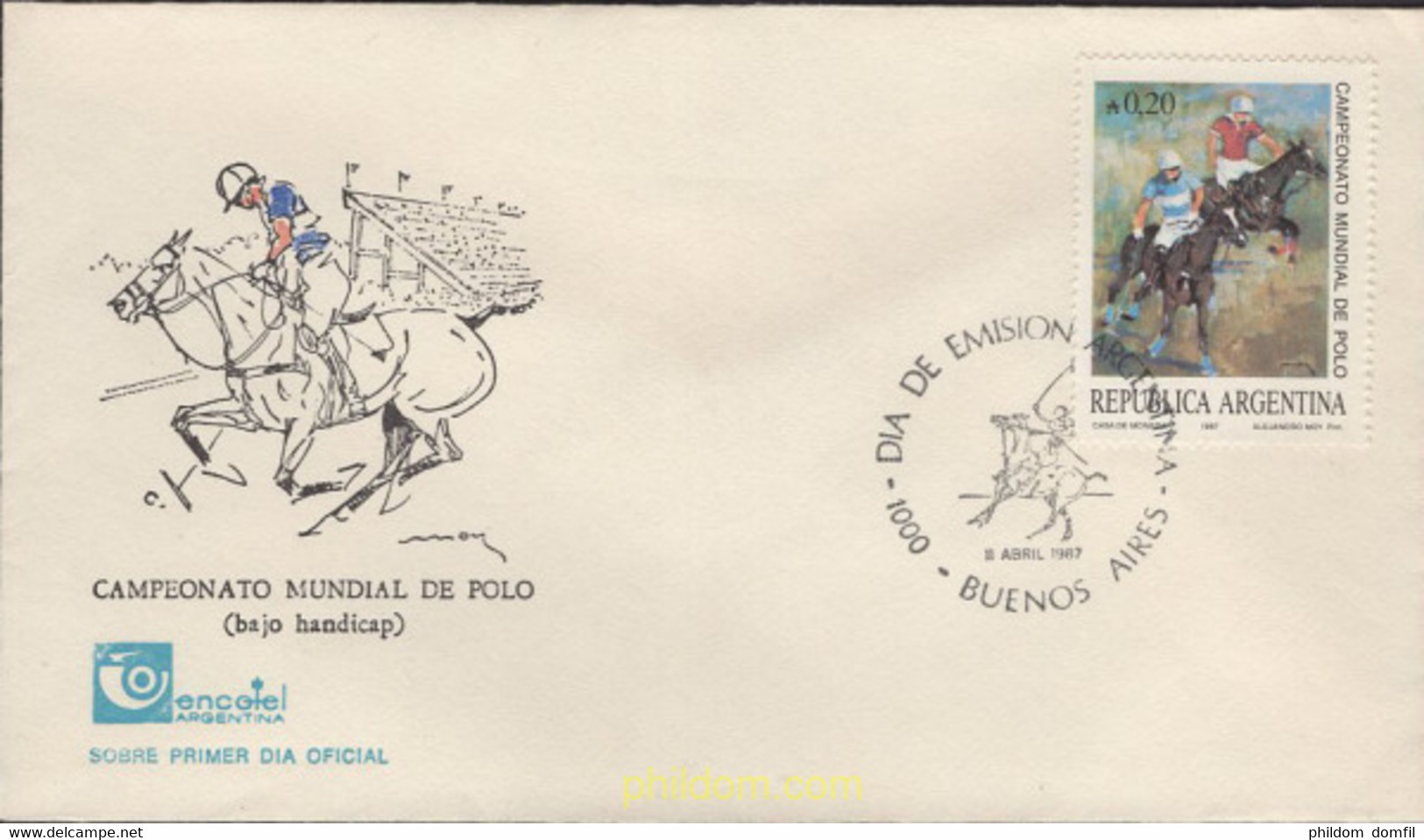 401844 MNH ARGENTINA 1987 CAMPEONATOS DEL MUNDO DE POLO - Used Stamps