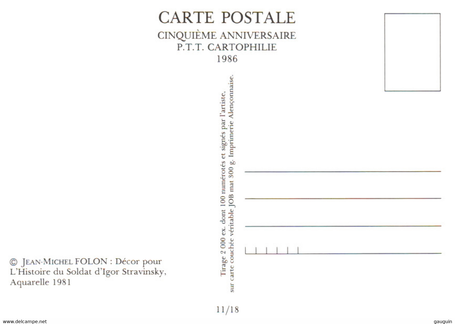 CPM - Illustration Jean-Michel FOLON - Décor Pour L'histoire Du Soldat D'Igor Stravinsky (1981) …Edition PTT - Folon