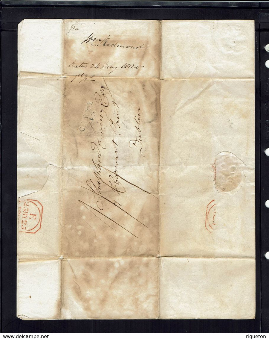 Irlande. Marque Linéaire "Gorey 48" Lettre Du 24 Mai 1820 A Destination De Dublin. Taxe Manuscrite. - Préphilatélie