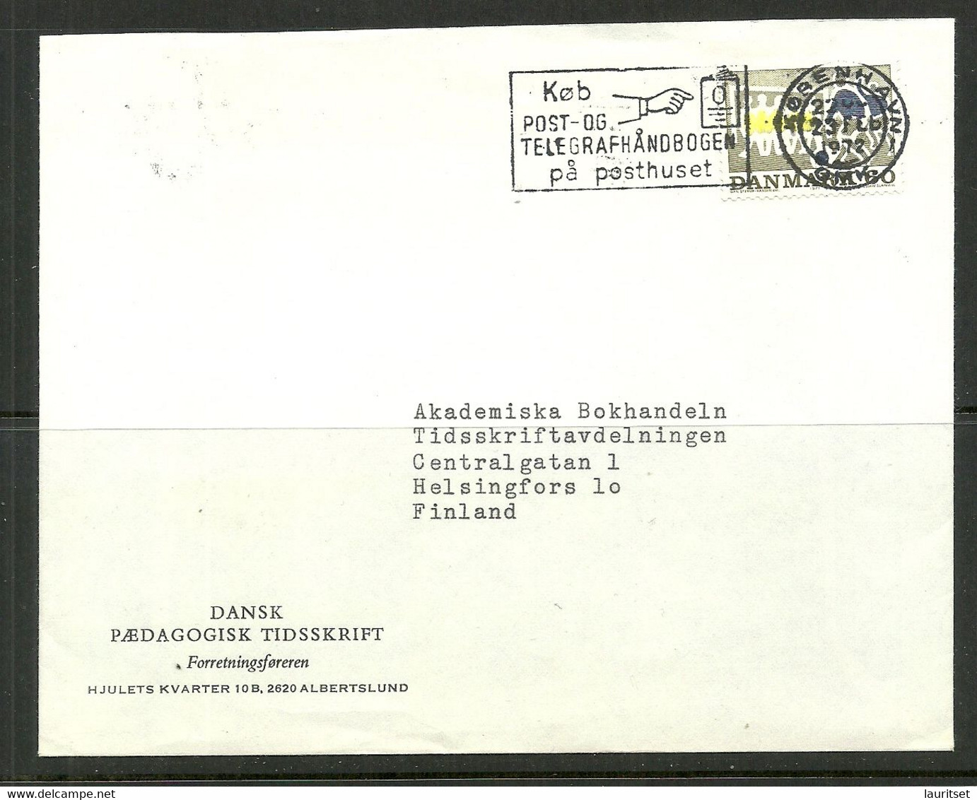 DENMARK 1972 Commercial Cover To Finland O Kobenhavn & Advertising Cachet Werbung - Lettres & Documents