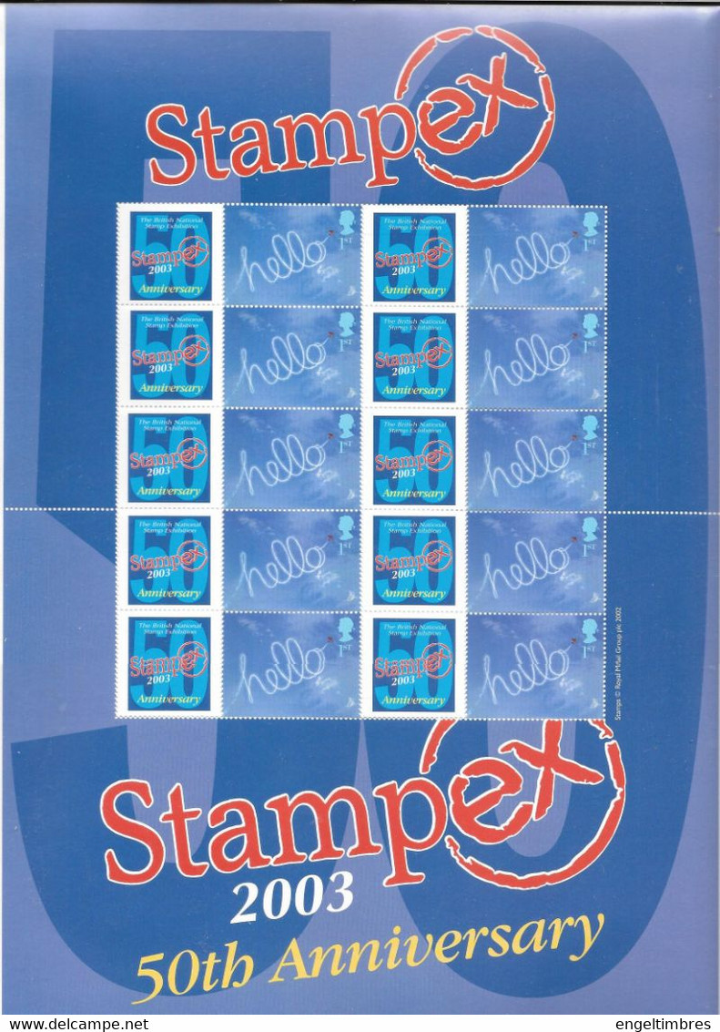GB  STAMPEX Smilers Sheets  2003 50th Anniversary  Hallo Stamps (Rare) - Personalisierte Briefmarken
