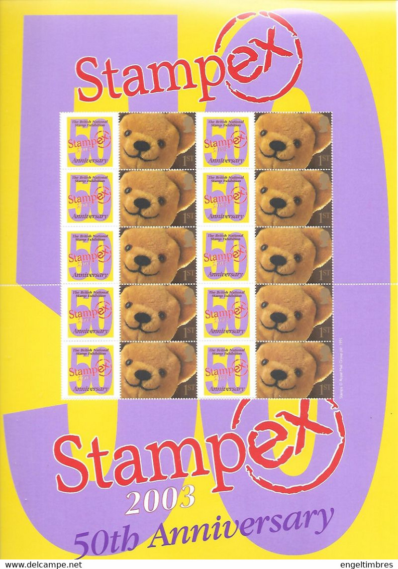 GB  STAMPEX Smilers Sheets  2003 50th Anniversary  Teddy Bear  Stamps - Timbres Personnalisés