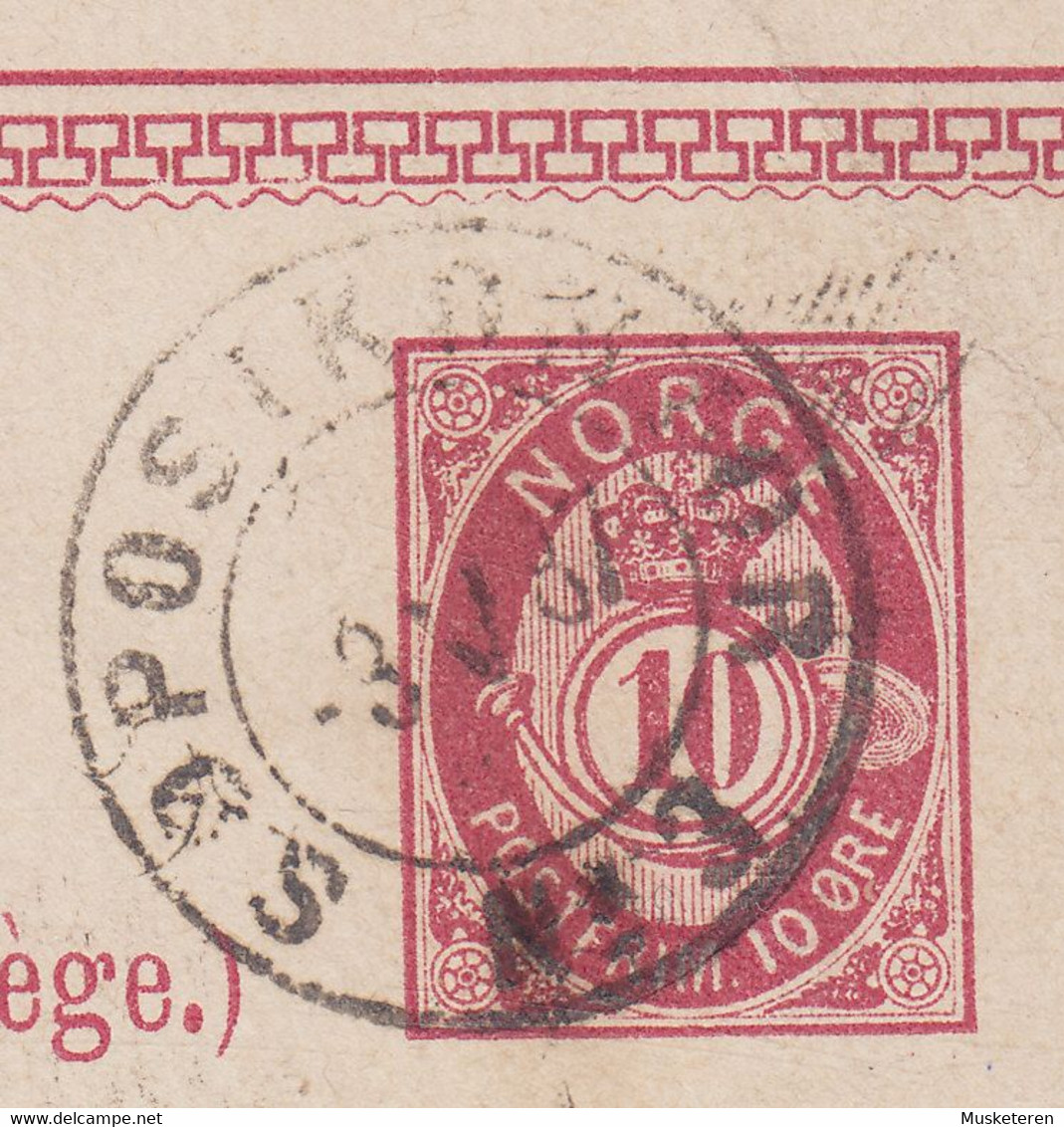 Norway UPU Postal Stationery Ganzsache Entier 10 Ø Posthorn SØPOSTKONTOR No. 3 (See Post Office) 1887 BIELEFELD Germany - Enteros Postales