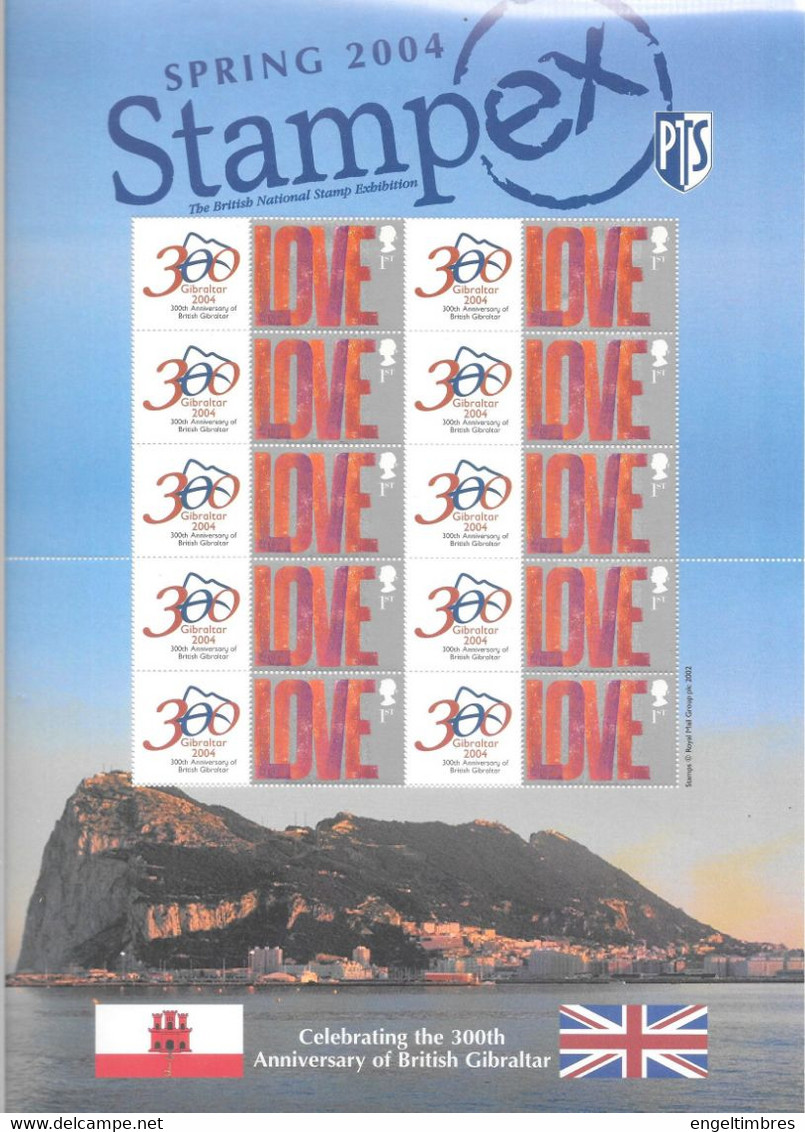 GB  STAMPEX Smilers Sheets  SPRING 2004  -  300th Anniversary  Of GIBRALTAR - Personalisierte Briefmarken