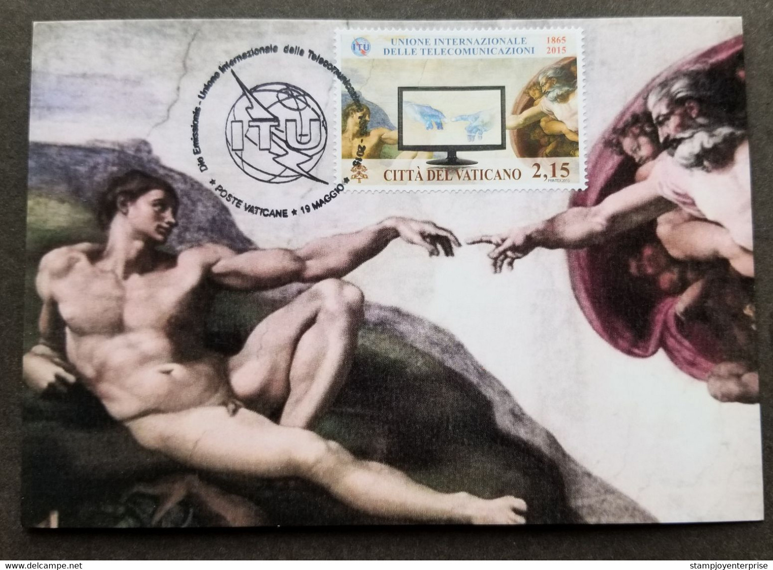 Vatican 150th International Telecommunication Union ITU 2015 Painting (maxicard) - Cartas & Documentos