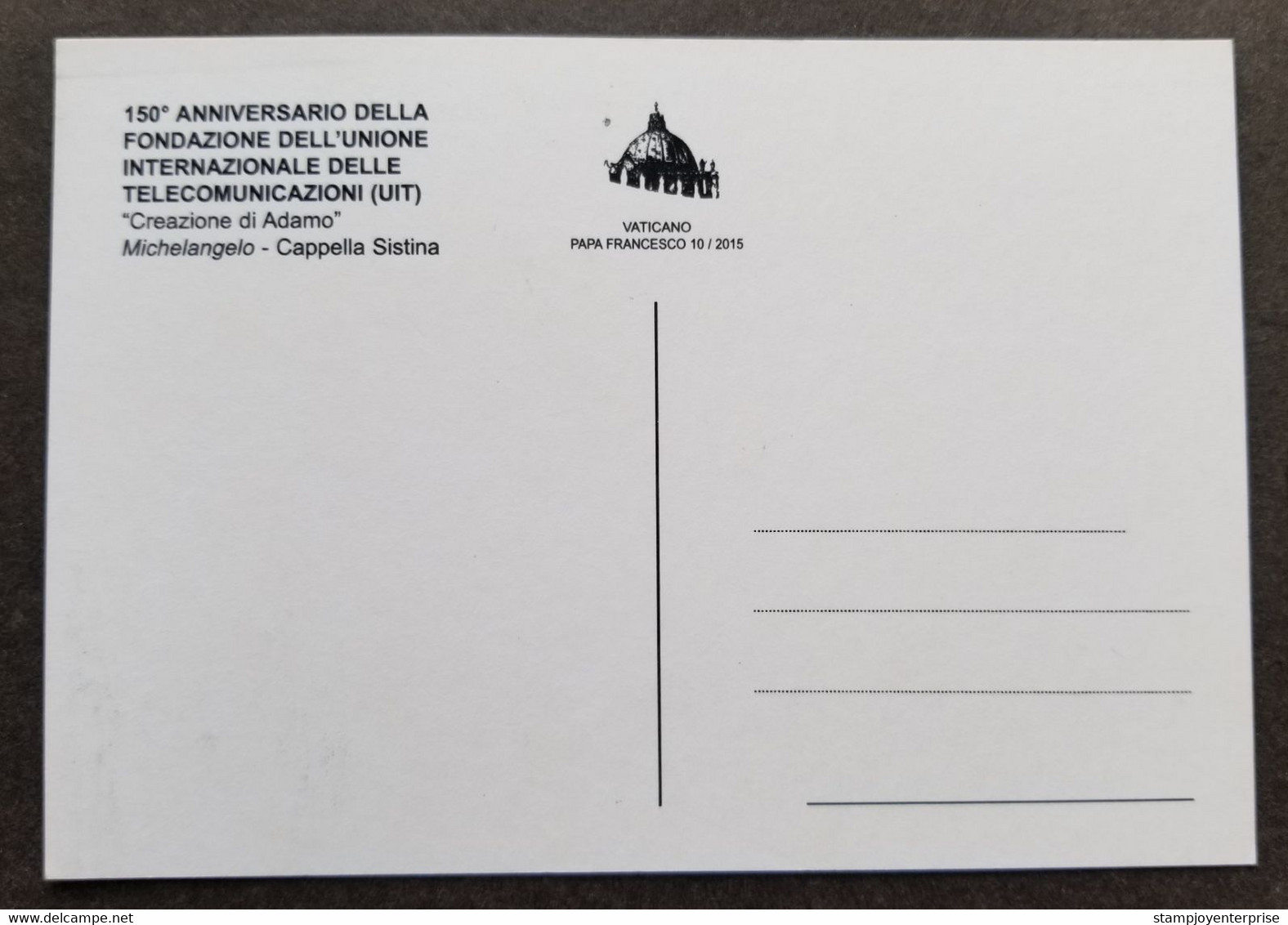 Vatican 150th International Telecommunication Union ITU 2015 Painting (maxicard) - Lettres & Documents